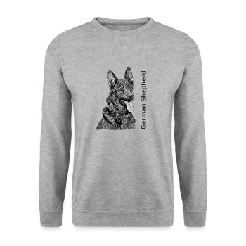 German Shepherd German Shepherd drawing - Unisex Sweatshirt - salt & pepper - Front - Alina (178cm) & Michal (187cm)