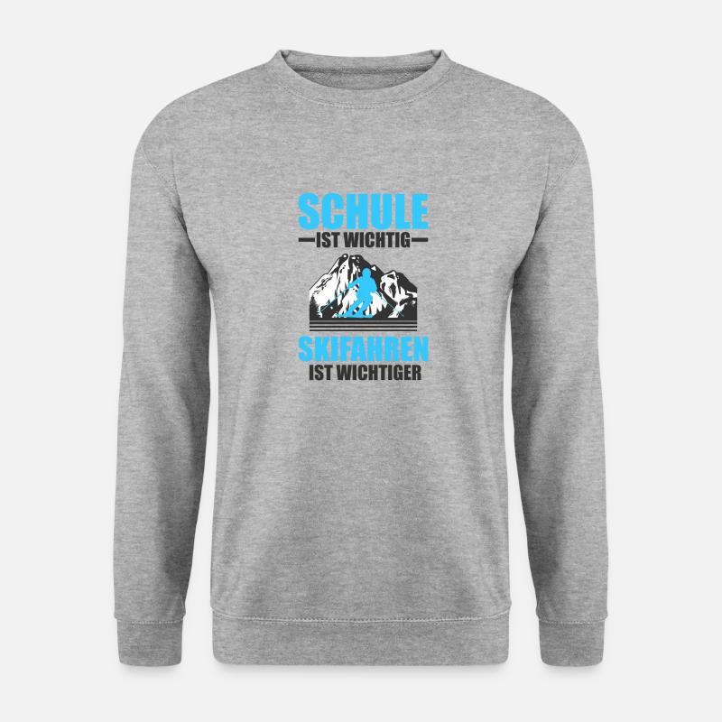 Schule ist wichtig Skifahren ist wichtiger ski - Unisex Pullover - Weißgrau meliert