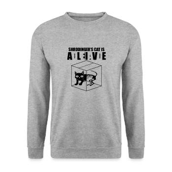 Schrödinger's cat Dead & Alive Student Physics - Unisex Sweatshirt - salt & pepper - Front - Alina (178cm) & Michal (187cm)
