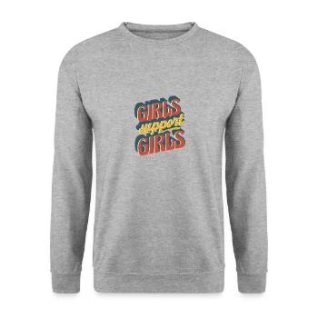 Les filles soutiennent le cadeau féministe des filles - Sweat-shirt Unisexe - gris chiné - Devant - Alina (178cm) & Michal (187cm)