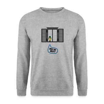 Hast du Brot? - Unisex Pullover - Weißgrau meliert - Vorne - Alina (178cm) & Michal (187cm)