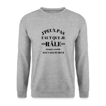 J'peux pas faut que je râle - Sweat-shirt Unisexe - gris chiné - Devant - Alina (178cm) & Michal (187cm)