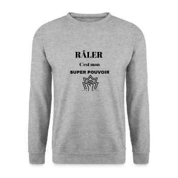 râler c est mon super pouvoir - Sweat-shirt Unisexe - gris chiné - Devant - Alina (178cm) & Michal (187cm)