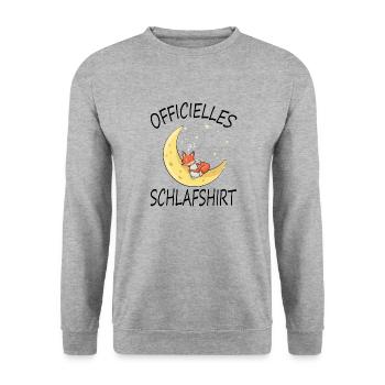 Offizielles Schlafshirt Fuchs Füchse Kaninchen - Unisex Pullover - Weißgrau meliert - Vorne - Alina (178cm) & Michal (187cm)