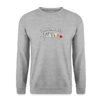 WANDERN UND BIER - Unisex Pullover - Weißgrau meliert - Vorne - Alina (178cm) & Michal (187cm)