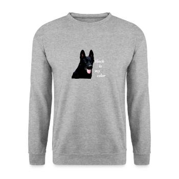 Schäferhund deutscher Schäferhund schwarzer Hund - Unisex Pullover - Weißgrau meliert - Vorne - Alina (178cm) & Michal (187cm)