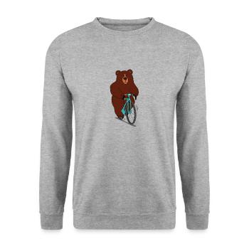 Ours sur un vélo - Sweat-shirt Unisexe - gris chiné - Devant - Alina (178cm) & Michal (187cm)