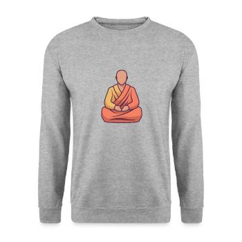 Ein Mönch, der Yoga praktiziert - Unisex Pullover - Weißgrau meliert - Vorne - Alina (178cm) & Michal (187cm)