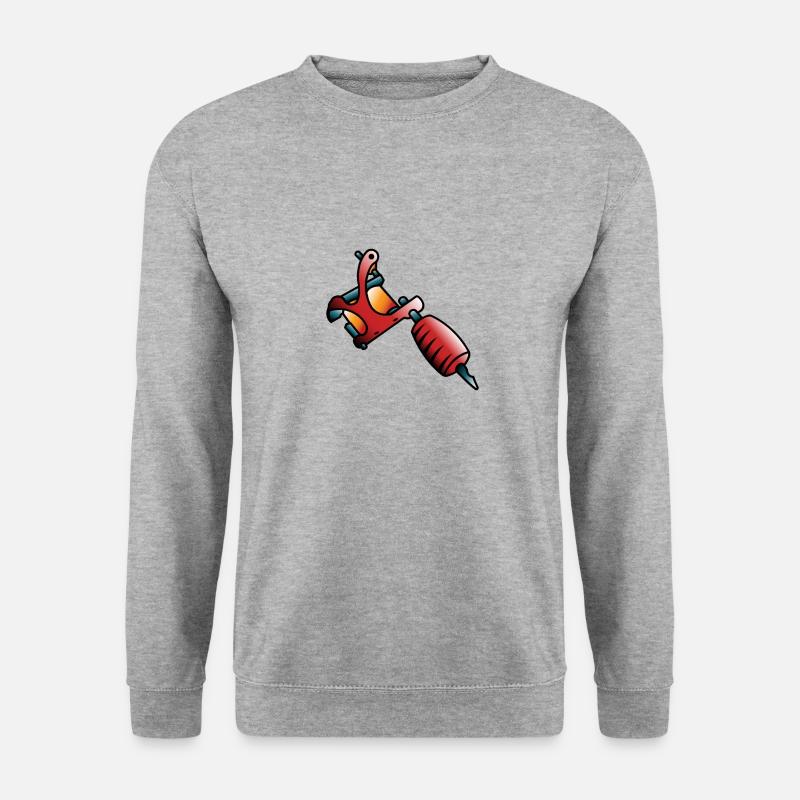 Tattoo Maschine - Unisex Pullover - Weißgrau meliert