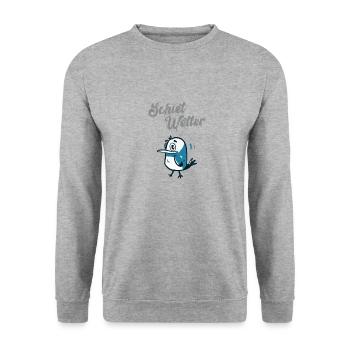 Scietwetter, Regen - Unisex Pullover - Weißgrau meliert - Vorne - Alina (178cm) & Michal (187cm)