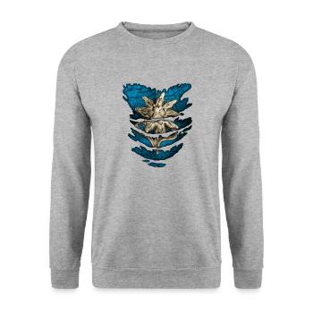 Gebirgsjäger - Zerrissen - Soldaten und Bundesweh - Unisex Pullover - Weißgrau meliert - Vorne - Alina (178cm) & Michal (187cm)