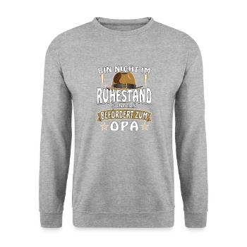 BIN NICHT IM RUHESTAND SONDERN BEFÖRDERT ZUM OPA - Unisex Pullover - Weißgrau meliert - Vorne - Alina (178cm) & Michal (187cm)