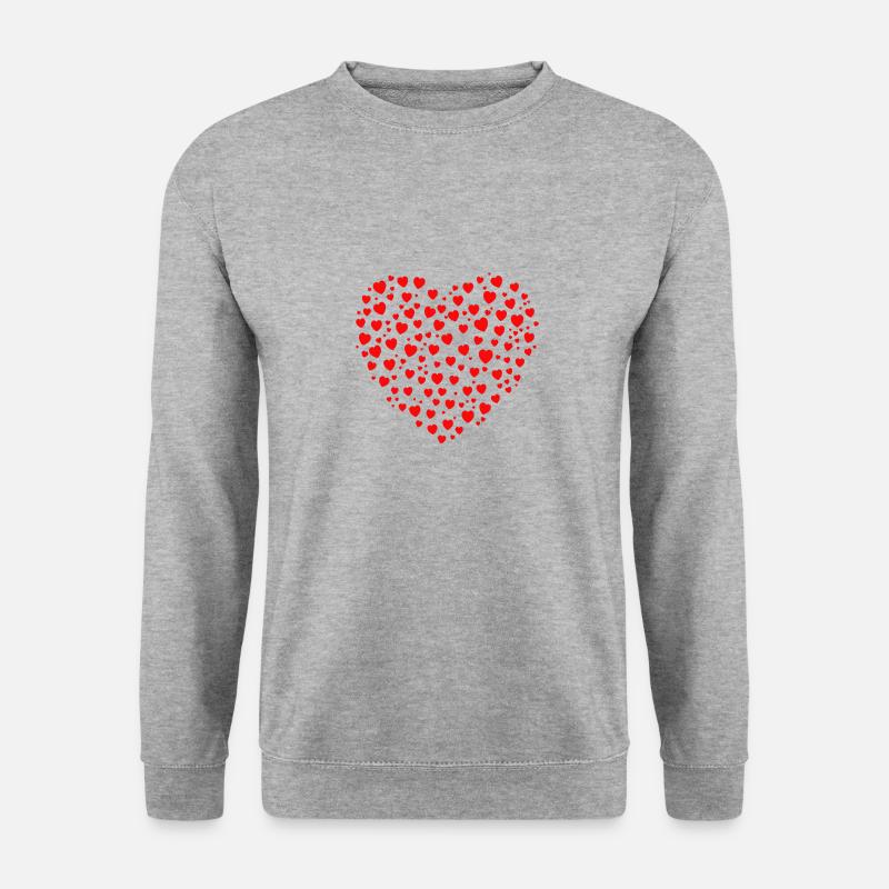 Valentine Liebesherzen - Unisex Pullover - Weißgrau meliert