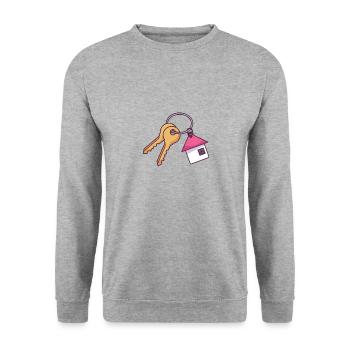 Hausschlüssel - Unisex Pullover - Weißgrau meliert - Vorne - Alina (178cm) & Michal (187cm)