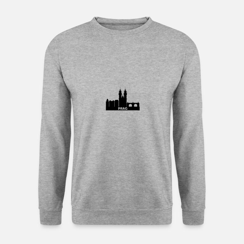Prag Skyline - Unisex Pullover - Weißgrau meliert