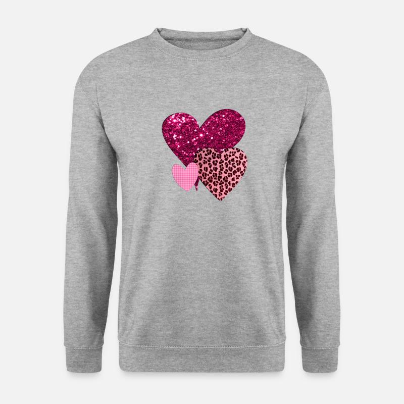 Hübsche rosa Herzen - Unisex Pullover - Weißgrau meliert