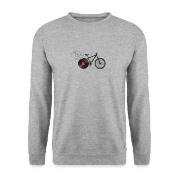 Disque vinyle de vélo - Sweat-shirt Unisexe - gris chiné - Devant - Alina (178cm) & Michal (187cm)