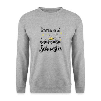 Ganz große Schwester 2021 für Geschwister - Unisex Pullover - Weißgrau meliert - Vorne - Alina (178cm) & Michal (187cm)