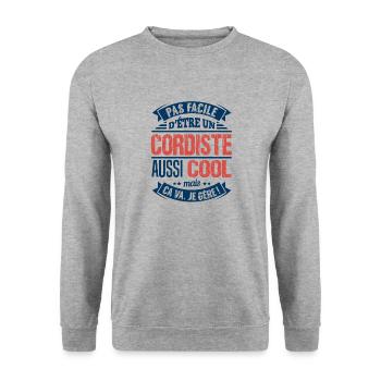 Pas Facile D'Être Un Cordiste Aussi Cool - Sweat-shirt Unisexe - gris chiné - Devant - Alina (178cm) & Michal (187cm)
