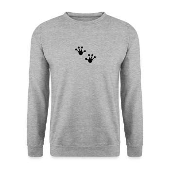 Des Frosches Fussabdrücke - Unisex Pullover - Weißgrau meliert - Vorne - Alina (178cm) & Michal (187cm)