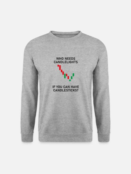 Candlesticks Aktien Markt Witzig Trading Share - Unisex Pullover - Weißgrau meliert