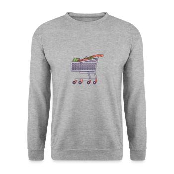 Shopping Cart With Organic Food - Unisex Sweatshirt - salt & pepper - Front - Alina (178cm) & Michal (187cm)