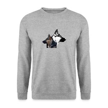 Berger allemand tête de chien canin walker - Sweat-shirt Unisexe - gris chiné - Devant - Alina (178cm) & Michal (187cm)