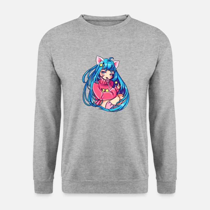 Catgirl - Star Collector - Unisex Pullover - Weißgrau meliert