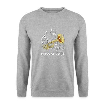 TROMPETE JA DAS MUSS SO LAUT - Unisex Pullover - Weißgrau meliert - Vorne - Alina (178cm) & Michal (187cm)