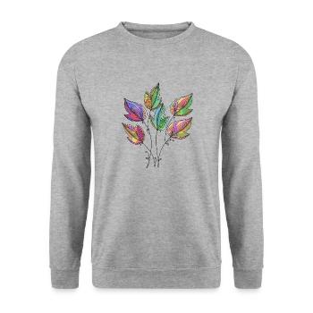 Feuilles - Sweat-shirt Unisexe - gris chiné - Devant - Alina (178cm) & Michal (187cm)