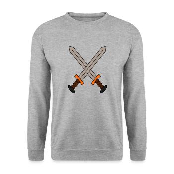 Un logo de 2 épées croisées dans un style gamer. - Sweat-shirt Unisexe - gris chiné - Devant - Alina (178cm) & Michal (187cm)