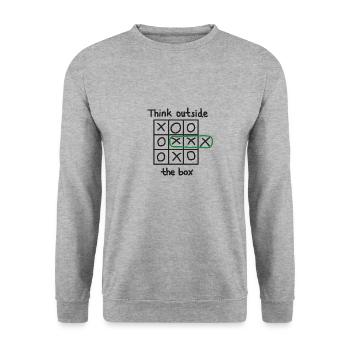 Think outside the box TIC TAC TOE - Unisex Pullover - Weißgrau meliert - Vorne - Alina (178cm) & Michal (187cm)