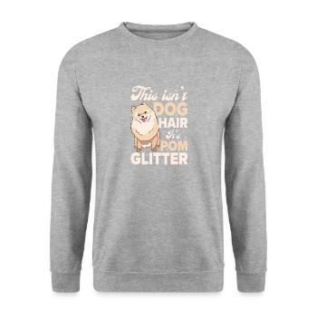 Dies ist kein Hundehaar, sondern Pom Glitter - Pomeranian - Unisex Pullover - Weißgrau meliert - Vorne - Alina (178cm) & Michal (187cm)