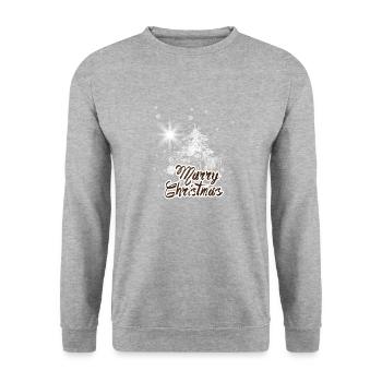 Frohe Weihnachten Weiß - Unisex Pullover - Weißgrau meliert - Vorne - Alina (178cm) & Michal (187cm)