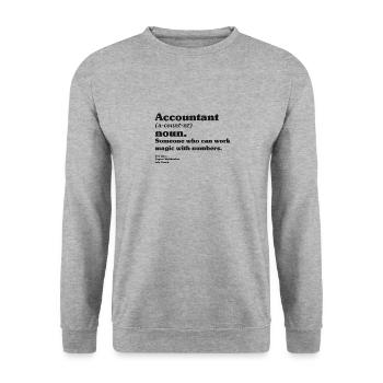 Buchhalterin Buchhalter Spruch - Unisex Pullover - Weißgrau meliert - Vorne - Alina (178cm) & Michal (187cm)
