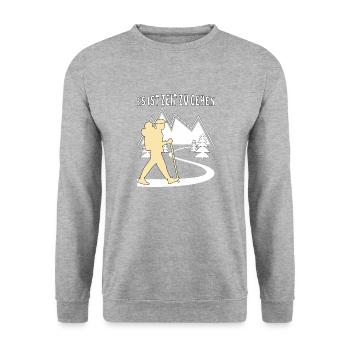 PILGER ES IST ZEIT ZU GEHEN - Unisex Pullover - Weißgrau meliert - Vorne - Alina (178cm) & Michal (187cm)
