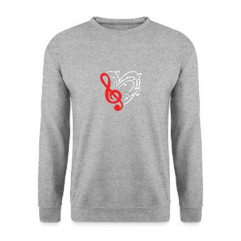 Coeur musical avec des notes de musique cadeau Saint Valentin - Sweat-shirt Unisexe - gris chiné - Devant - Alina (178cm) & Michal (187cm)