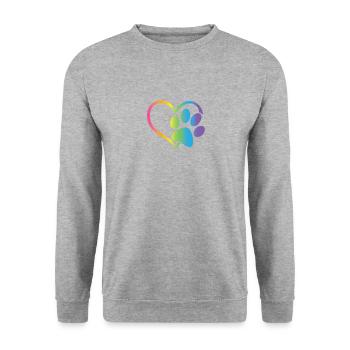 Coeur Paw Print Chien Chat Amant Saint Valentin - Sweat-shirt Unisexe - gris chiné - Devant - Alina (178cm) & Michal (187cm)