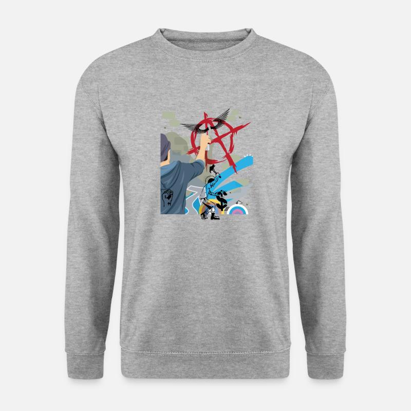 Anarchie Punk Graffiti - Unisex Pullover - Weißgrau meliert