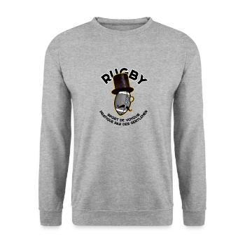 rugby un sport de voyou pratique par des gentlemen - Sweat-shirt Unisexe - gris chiné - Devant - Alina (178cm) & Michal (187cm)