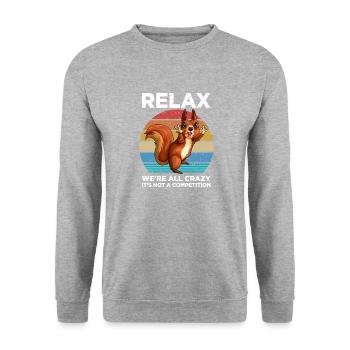 Se détendre! We’re All Crazy Vintage Squirrels Funny Squ - Sweat-shirt Unisexe - gris chiné - Devant - Alina (178cm) & Michal (187cm)