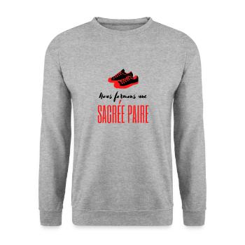 Sacred Paire humorous custom T-shirt - Unisex Sweatshirt - salt & pepper - Front - Alina (178cm) & Michal (187cm)