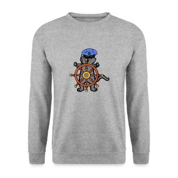 Steering Wheel Nautical Coast Ship Travel - Unisex Sweatshirt - salt & pepper - Front - Alina (178cm) & Michal (187cm)