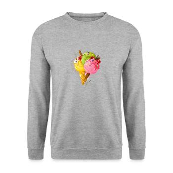 Multi-coloured ice cream in waffle Cornet illustration - Unisex Sweatshirt - salt & pepper - Front - Alina (178cm) & Michal (187cm)