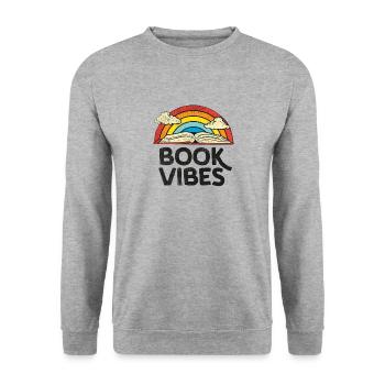 Book Vibes Book Lover Bookworm Books Reading - Unisex Sweatshirt - salt & pepper - Front - Alina (178cm) & Michal (187cm)