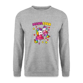 Mamacorn Einhorn Mama süße Mutter Ballerina Mutter - Unisex Pullover - Weißgrau meliert - Vorne - Alina (178cm) & Michal (187cm)