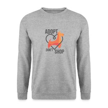 Adoptez Don’t Shop Shirt - Animal Rescue Dog - Sweat-shirt Unisexe - gris chiné - Devant - Alina (178cm) & Michal (187cm)