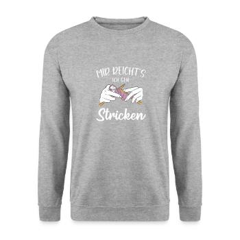stricken stricksprüche häkelsprüche häklerinnen - Unisex Pullover - Weißgrau meliert - Vorne - Alina (178cm) & Michal (187cm)