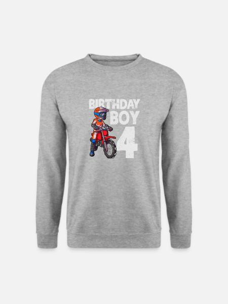 Motocross 4. Geburtstag Kinder MX 4 Jahre Dirt Bik - Unisex Pullover - Weißgrau meliert
