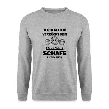 Meine Schafe lieben mich Bauer Geschenk Schäfer - Unisex Pullover - Weißgrau meliert - Vorne - Alina (178cm) & Michal (187cm)